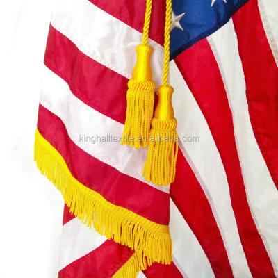 China Indoor Hanging Trade Assurance Gold Trim Fringe USA Country Flag for sale