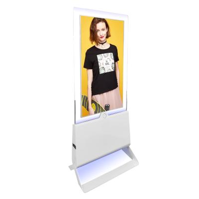 China 55 Inch Indoor Thin Screen Aiyos Indoor Dual Screen Transparent Digital Signage Kiosk for sale