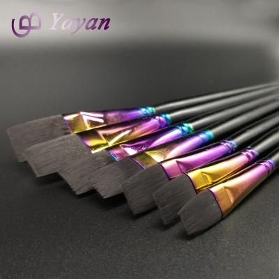 China 6 PCS Wine Red Synthetic Acrylic Oil Paint Brush for sale