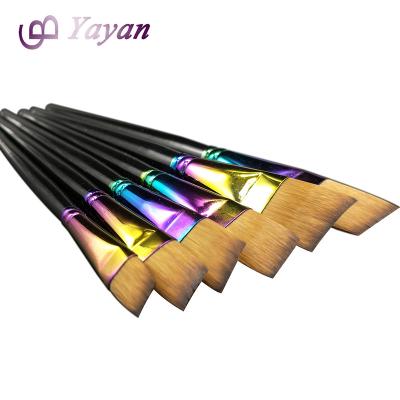 China 6pcs/set Gouache Acrylic Watercolor Bristle Rainbow Olive Nylon Paint Brush Set with Free Sample Brushes for sale