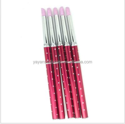 China Nail Silicone Head Metal Handle Brush Nail Buffing Buffing Set Brush for sale