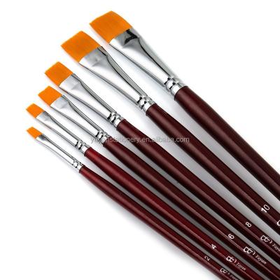 China Korea Best Paint Watercolor Painting Synthetic Nylon Acrylic Paint Brush High Quality Wholesale Flat Painitng for sale