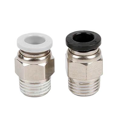 China Material of Construction Shops Pneumatic Connector PC Male Contact Wire Straight Brass Nickel Plated Push In Quick Release Copper Pneumatic Fittings for sale