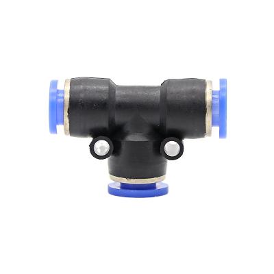 China Plastic+brass Pneumatic Fittings Pneumatic Fittings Air Hose Quick Fitting Plastic 3 Way T Type Pneumatic Fitting for sale