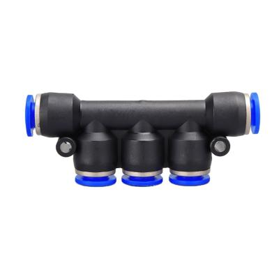 China Plastic+brass 5 Way Pipe Fitting Push In Pneumatic Air Tube Plastic Fitting Quick Connector for sale