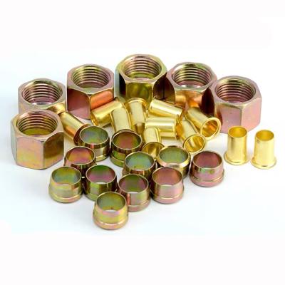 China Hydraulic fitting iron male&male thread 4mm 6mm 8mm nuts seal olive cutter sleeve core ring bewitch oil pipeline fitting for sale