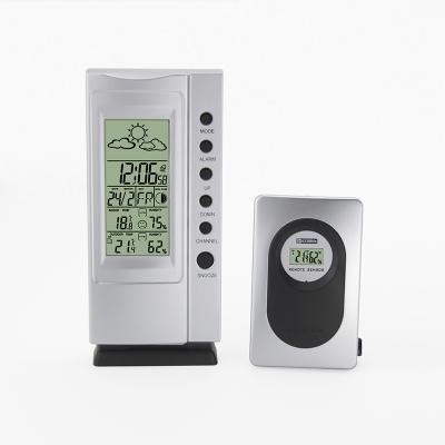 China Class H132G Digital LCD Tabletop Wireless Weather Forecast Temperature Station Digital Alarm Clock with Weather Station for sale