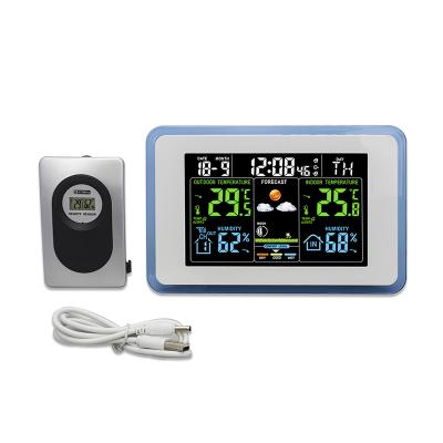 China Files H168G-color Digital Alarm Clock Color Display Weather Station Wireless Indoor Outdoor Temperature Desktop Weather Station for sale