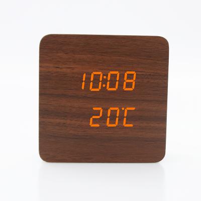 China Class Sale H6001 Whole Sale LED Digital Wooden Alarm Clock LED Table Alarm Clock Led Light Sound Control 3 Alarm Setting for sale