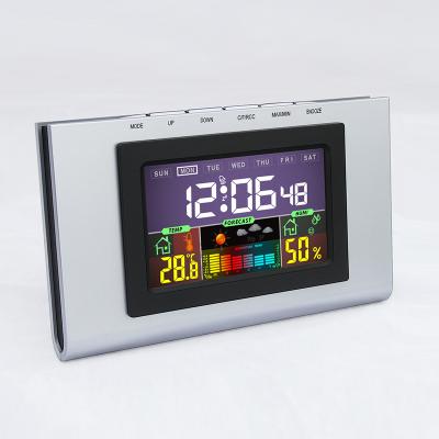 China Class H127DC-color Digital LCD Weather Forecast Temperature Trending Clock LCD Table Alarm Clock Color Display for sale