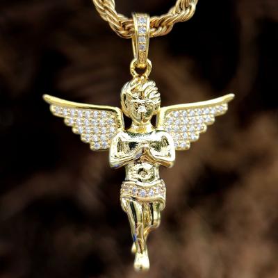 China Environmental Friendly Hip Hop Women's Bling Pendant Iced Out Stone Angel CZ Pendant for sale