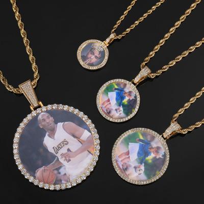 China Environmental Friendly Custom Iced Out 45mm Memory Pendants Necklace Custom Picture Hip Hop Photo Pendant With Picture for sale