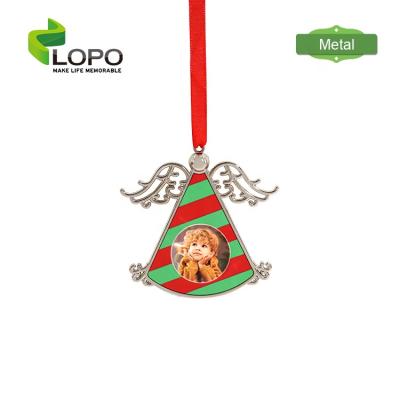 China De Chirstmas the New Angel Shape Christmas Tree Ornaments 2021 LOPO Decor Sublimation Metal Ornaments Masks Outdoor Decorations Santa Christmas Decor for sale