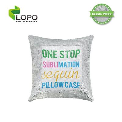 China Wholesale Printable Sequin Reversible Color Textile Sublimation Magic Pillow Case for sale