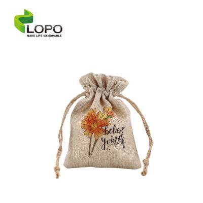 China New Material Drawstring Sublimation Textile Blanks Burlap Drawstring Bag In 3 Sizes for sale