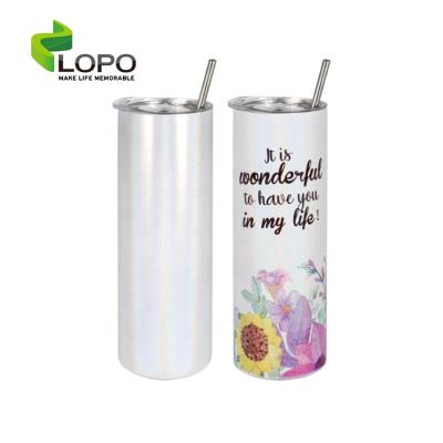 China 2021 New Sustainable 20oz Sublimation White Glitter Tumbler Cups Bulk With Clear Lid for sale