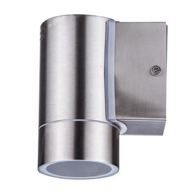 China Single Outdoor Silver Stainless Steel GU10 Glass Led Light Fixed To Wall Outdoor Wall Light for sale