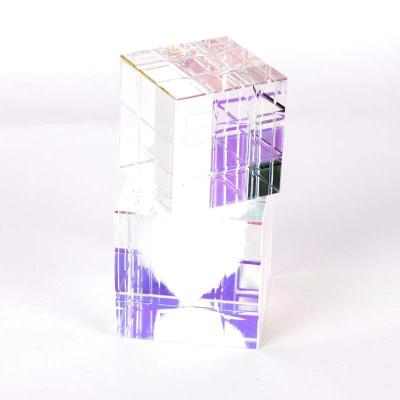 China Wholesale Pink Crystal Glass Blocks Purple Engraving Crystal Cube from China Ailuya for sale