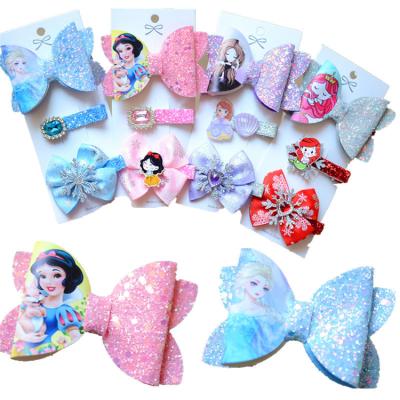 China Girl Hair Bows With Clips Free Shipping Kids Glitter Princess Hair Hangers Little Girl Baby Hair Clip Hair Accessories for sale