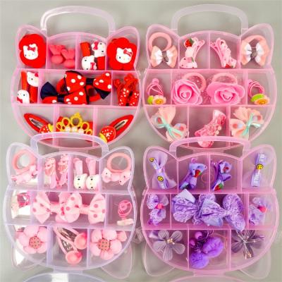 China Girl Hair Accessories Wholesale 11 Pieces Clip Set Hair Bow Circle Hair Bow Gift Box Cartoon Accessories Children Headband Headdress for sale