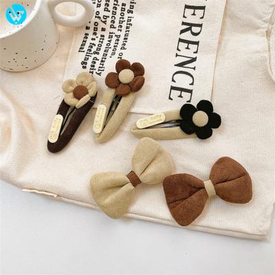 China Girl hair accessories fabric knitted hairpin accessories for kids flower babies hair bows with clips set for sale