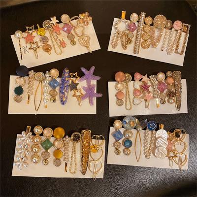 China Fashion Wholesale Various Styles Korean Fashion Beads Heart Hair Clips Crystal Hairpins Se for sale