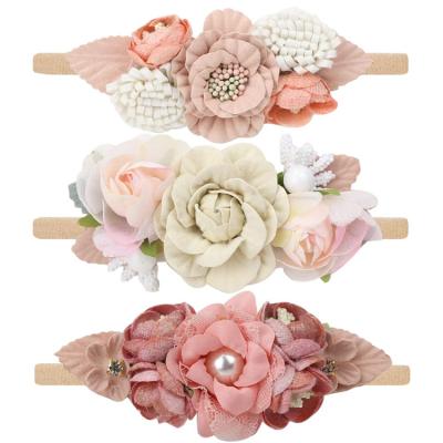 China Baby Skin Care Flower Baby Headband Girls Headband Bow Kids Hair Accessories Nylon Headband Baby for sale