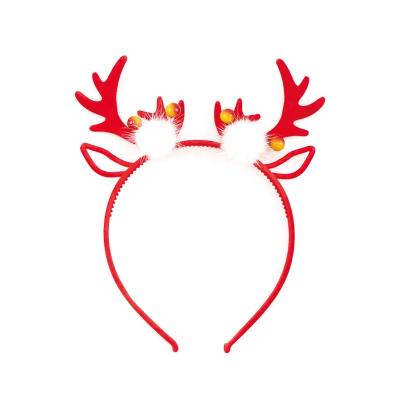 China Fashion Christmas Party Headband Female Net Red Santa Elk Snowman Elk Horn Glowing Hairpin Headband Stats Christmas Headband for sale