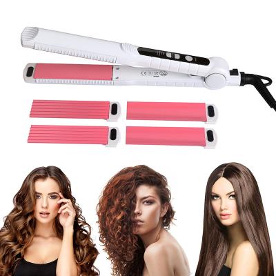 China Hotel Hair Straightener Iron Hair Curler and Flat Curling Iron and Straightener 2 in 1 for sale