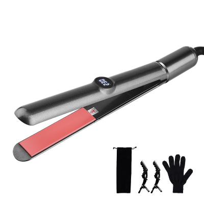 China Power-Up Auto Protection OEM Custom Hair 1 Inch Flat Iron Black Titanium Black Fast Portable Cheap 2 In 1 Hair Straightener for sale