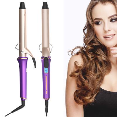 China Professional LCD Display Hair Curler Rose Gold Titanium 1 Inch Mini Barrel Magic Wand Curling Curling Iron for sale