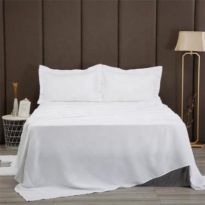 China Nondisposable A Grade Quality Guaranteed 100% Cotton Solid Color Queen Size White Flat Sheets For Hotel for sale