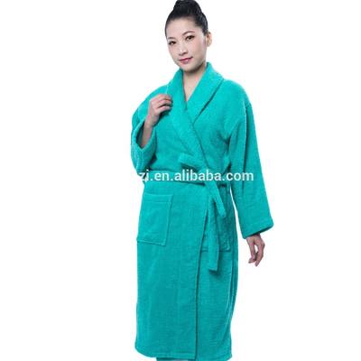 China 2020 New Arrival Breathable Hotel Supplies Sells 100% Terry Cloth Bathrobe Green Spa Bath Linen Cotton Robe Bathroom for sale