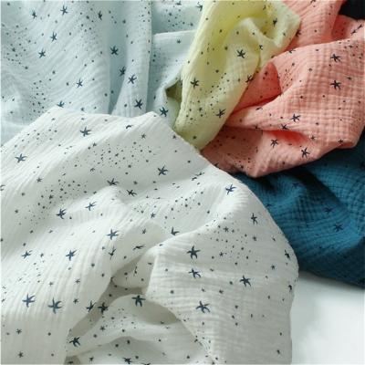 China High Quality Shrink-Resistant Double Soft Crepe Gauze 135cm Printed Star Texture Cotton Crepe Fabric, Make Shirt, Underwear Cloth180g/m for sale