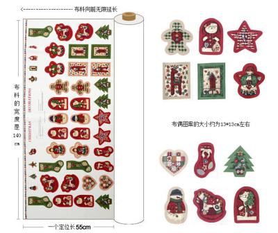 China 145cm x 57cm Santa Claus Elk Gingerbread Snowman Christmas Stocking Tree Canvas DIY Doll Sustainable Cotton Fabric for sale