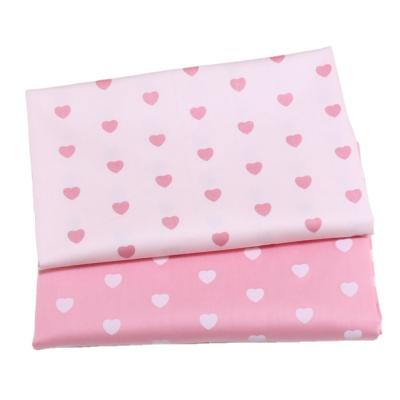 China Breathable Pink Heart Peach Printed Cotton Twill Fabric Making Comforter Cover Sheet Baby Pajamas Dress Shell Cloth Handmade for sale