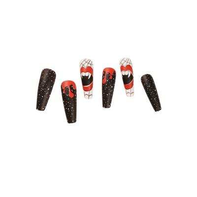 China Easy Apply Long Fake Nails Art Halloween Halloween Style Press On Nail Tips Waterproof Nails Online for sale