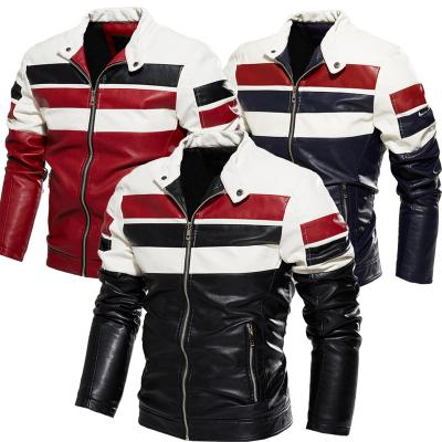 China Winter Breathable Vintage Patchwork Thicken Leather Jacket Plus Size Men Motorcycle Windproof Jacket for sale