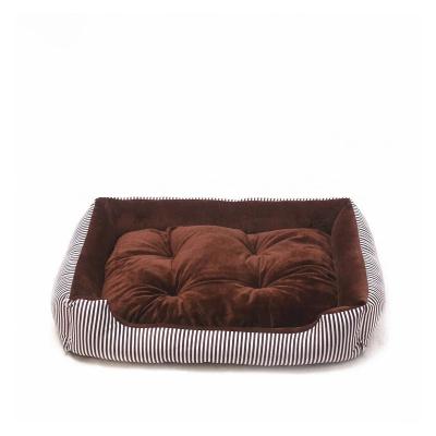 China Removable Cover Pet Bed Universal Dog Bed Super Soft Soft Striped Color Luxury Dog Bed Four Seasons Dog Bed for sale