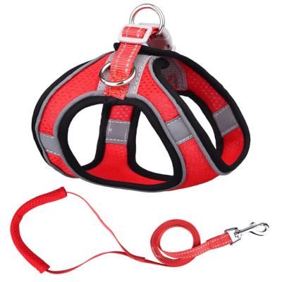 China Reflective Type Nylon Cat Leash Pet Cat Collars Chest Harness X Reflective Vest Collars for sale