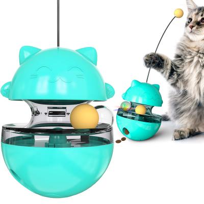 China Viable Interactive Funny Cat Stick Tumbler Rotating Disjoint Cat Food Device Cat Toys for sale