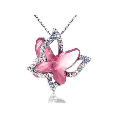 China New Simple Fashion Environmentally Friendly Crystal Butterfly Pendant Necklace Women's Necklace Jewelry 2021 for sale