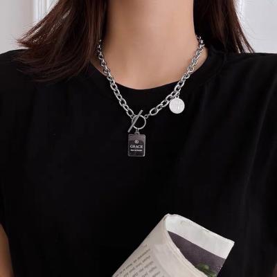 China Stainless Steel TRENDY Collarbone Clavicle Niche Hip Hop Cold Wind Necklace Fashionable Simple Jewelry for sale