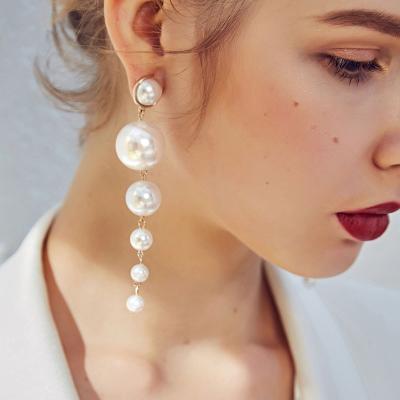 China FASHIONABLE women's temperament wild fashion earrings long pearl simple pendant personality fashion earrings for sale