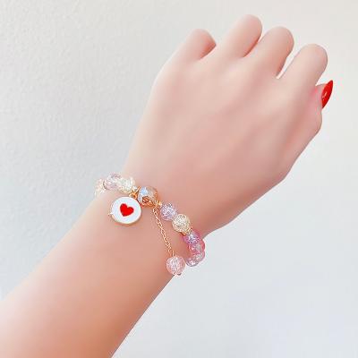 China FASHIONABLE Cartoon Kids Bracelet Girl Princess Glass Beaded Cute Bracelet Student Bracelet Jewelry for sale