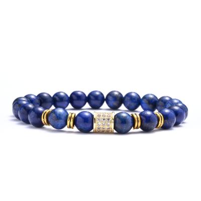 China Environmental friendly simple lapis lazuli beaded bracelet copper Micro-inlaid natural lapis lazuli women's bracelet for sale