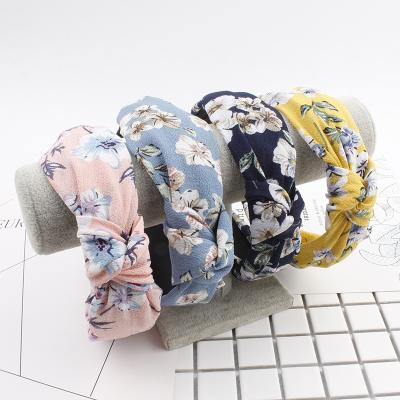 China Women Girl Lady Fashion Elastic Broadside Hair Bands Cloth Tied Cross Bow-knot Hair Bands Set For Women for sale