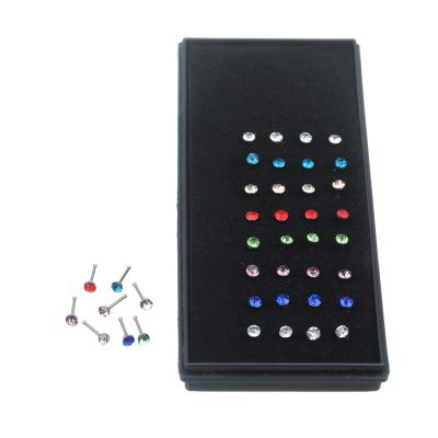 China Wholesale 40Pcs/Set Trendy Fashion Body Jewelry Nose Ring Studs Diamond Ear Bone Nail Nose Stud Stainless Steel Piercing Jewelry for sale