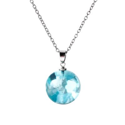 China Environmental Friendly Handmade Transparent Spherical Resin Pendant Cloud Blue Sky Jewelry Creativity Short Necklace for sale