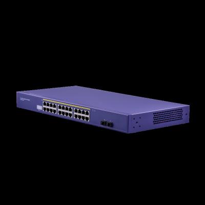 China Max 30w per PoE port with 250w power budget. 3 years warranty OEM gigabit poe 10/100/1000Mbps 250W switch 24 poe ports + 2 SFP af/at for internet solutions for sale